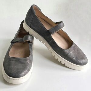 Vionic Mary Jane Uptown Leather Silver Shimmer Comfort Shoes Size 10